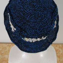 （スピード発送）メリヤス編みのモチーフをパッチワーク風に繋いで編んだ、夏用帽子！(Ｂ） 9枚目の画像