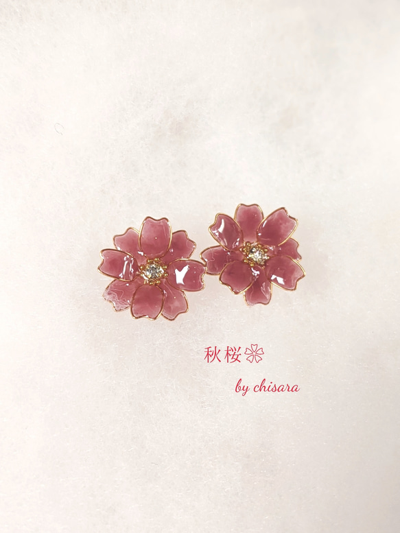 ❀秋桜2021❀ノンホールピアス 6枚目の画像