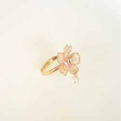 パール揺れる桜のピンキーリング 指輪・リング 彩り千桜-chisara- 通販