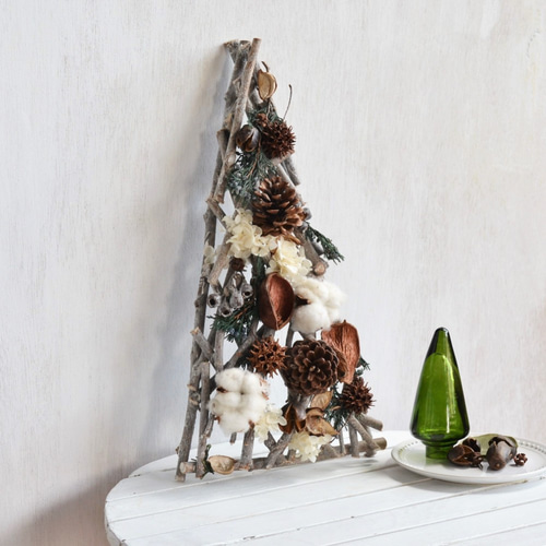 コットンフラワーのクリスマスツリー 壁掛け Christmas tree コットンフラワーのクリスマスツリー 壁掛け Christmas tree 壁掛け