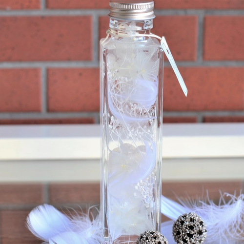 ◇ハーバリウム 199 美しい白バラ*.:。✿*゜¨White bottle ハー