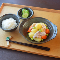 シチューボウル／黒・焼き〆陶器（レンジ、オーブン、食洗機ＯＫ） 7枚目の画像