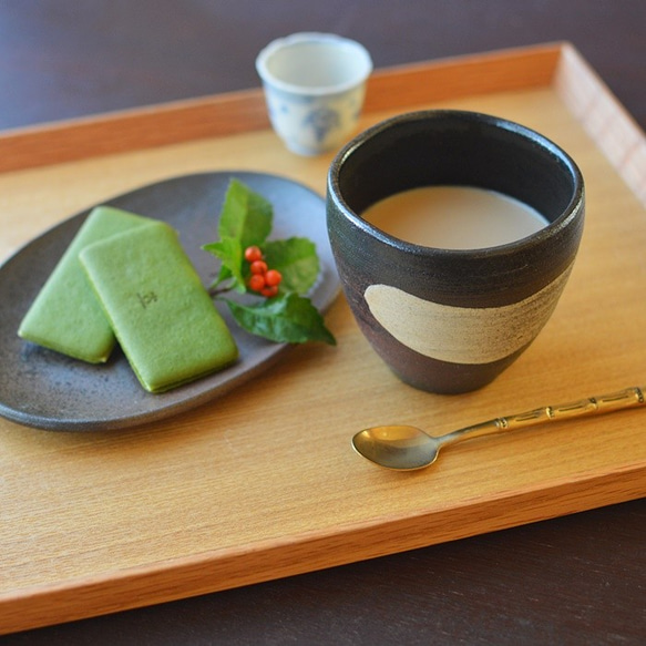 蕎麥麵杯/黑色釉面陶瓷（可放入微波爐、烤箱和洗碗機） 第7張的照片