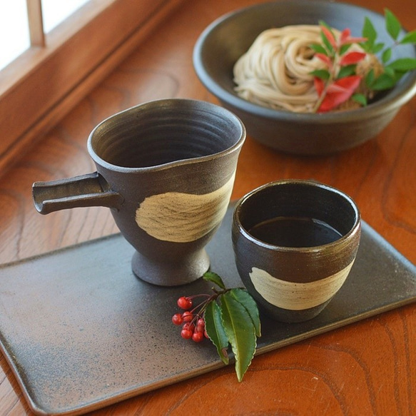 蕎麥麵杯/黑色釉面陶瓷（可放入微波爐、烤箱和洗碗機） 第9張的照片