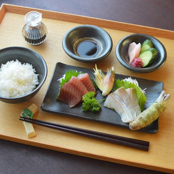 長皿／黒・焼き〆陶器（レンジ、オーブン、食洗機対応） 5枚目の画像