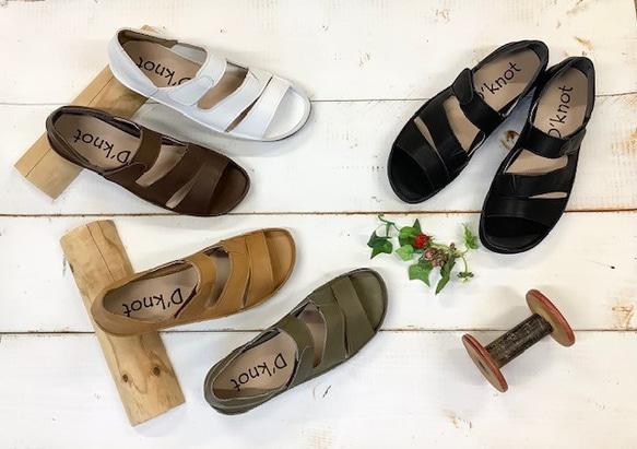 【足を優しく包み込む、袋縫い製法の至福♪】牛革オープントウサンダル 2130 4枚目の画像