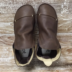 包包拼接短邊膠靴 深棕色 4103 第4張的照片