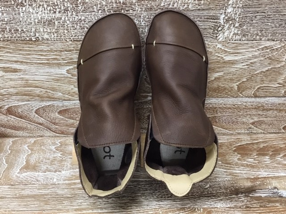 包包拼接短邊膠靴 深棕色 4103 第4張的照片