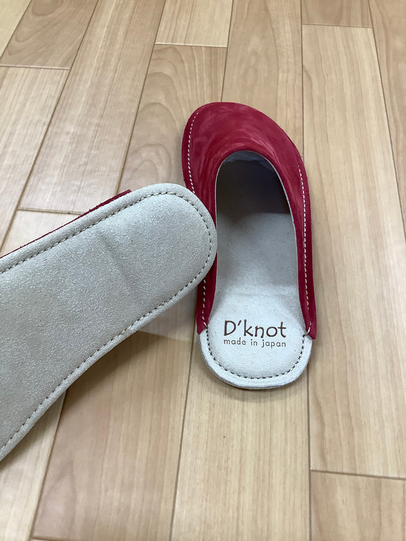 ちょっと贅沢な本革スエードルームシューズ  Ｄ’knot レザースリッパ 4枚目の画像