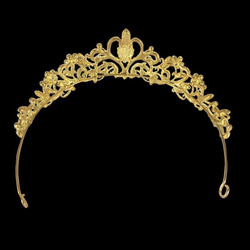 ヘッドドレス ティアラ ゴールド 髪飾り クリスタル 花嫁 冠 ヘアアクセサリー レディース プリンセス 髪留め 5枚目の画像