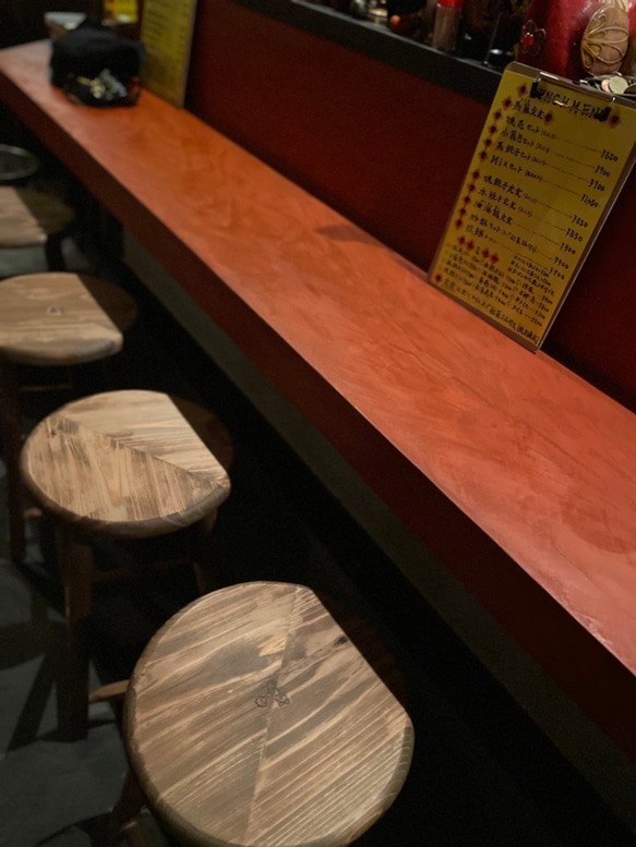 【サイズオーダー可能】優しい座り心地のレトロライトスツール 無垢材　キッチンスツール 8枚目の画像