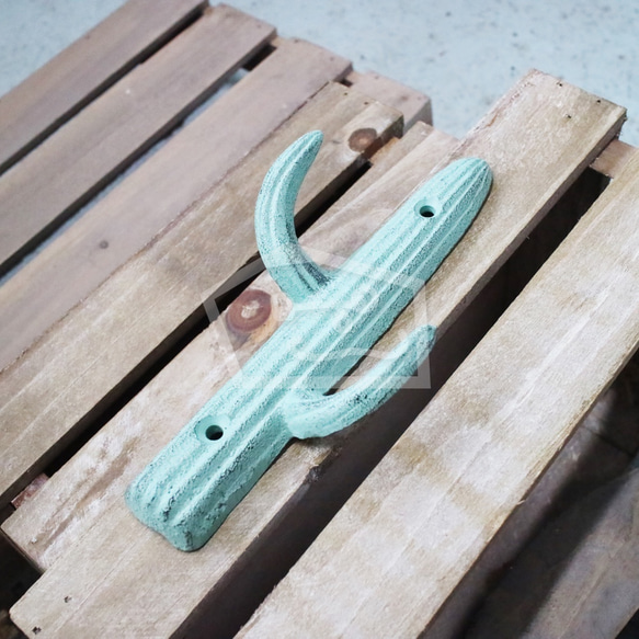 3rdfloor Studio｜仙人掌造型鑄鐵掛勾 掛鉤（藍綠） 第1張的照片