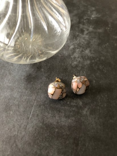 コッパーピンクオパールスクエアピアス