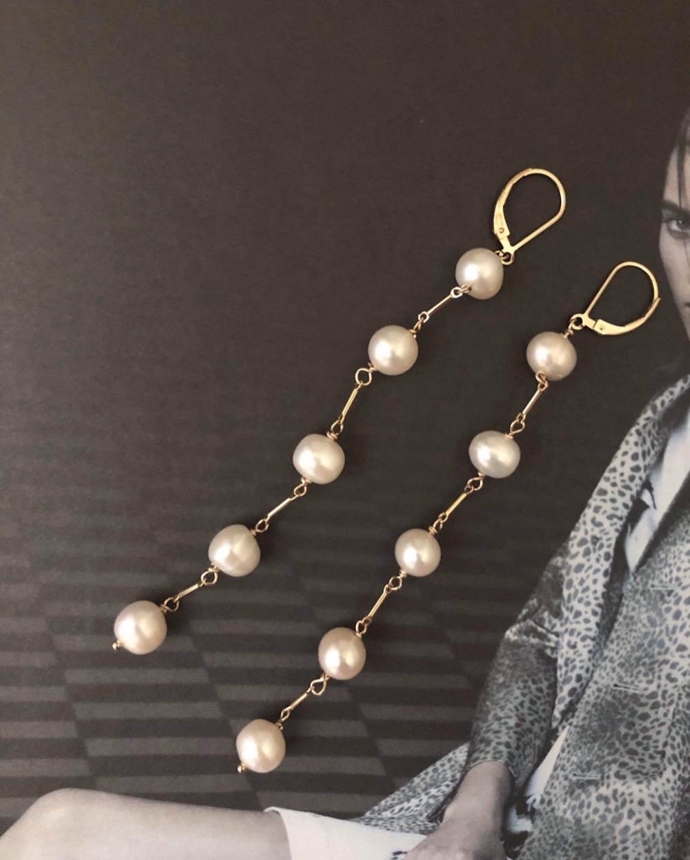 淡水パールバーチェーン ロングピアス