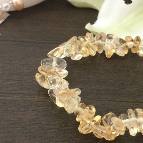 16cm 淡い黄色のレインボーシトリンさざれ石ブレスレット ブレスレット