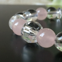 15厘米櫻桃色玫瑰石英和曝氣 - 水晶手鍊水晶球水晶之春 第1張的照片