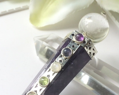 【魔法の杖】ヒーリングワンド  アメジストエレスチャル  魔術書付き 魔法のヒーリングワンド】タンザナイト＆アメジストワンド