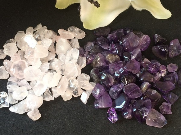 紫水晶和玫瑰石英療愈愛情愛情石每套50克[無洞] 第2張的照片