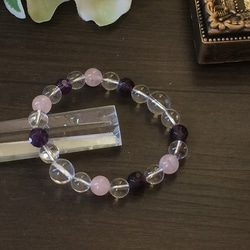 17厘米紫水晶和玫瑰石英手鍊提升愛情 第4張的照片