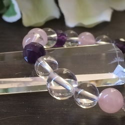 19厘米紫水晶和玫瑰石英手鐲提升愛情 第1張的照片