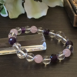 19厘米紫水晶和玫瑰石英手鐲提升愛情 第2張的照片