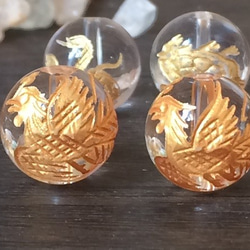 10毫米球Yonkamijuu金塗層雕刻晶體8條 第1張的照片