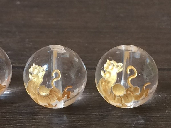 10毫米球Yonkamijuu金塗層雕刻晶體8條 第4張的照片