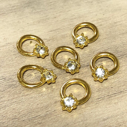6個 宝石 リング 指輪 チャーム ゴールド 1枚目の画像