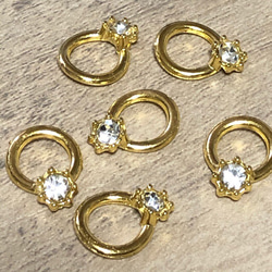 6個 宝石 リング 指輪 チャーム ゴールド 4枚目の画像