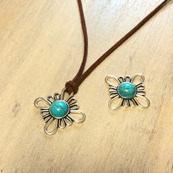 2個 フラワー ターコイズ チャーム 6枚目の画像