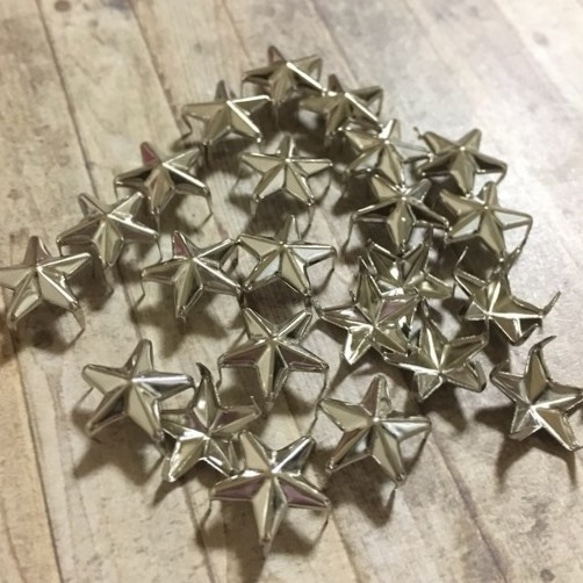 爪折り式 星スタッズ12mm シルバー 30個セット デコパーツ ギルドバイ