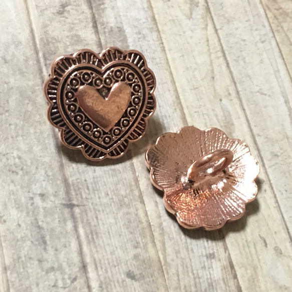 2個 ミニ ハート 20mm ボタン ローズゴールド ボタン ギルドバイピー  