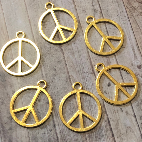 ピースマーク大 GD チャーム フラット 6個セット チャーム ギルドバイ