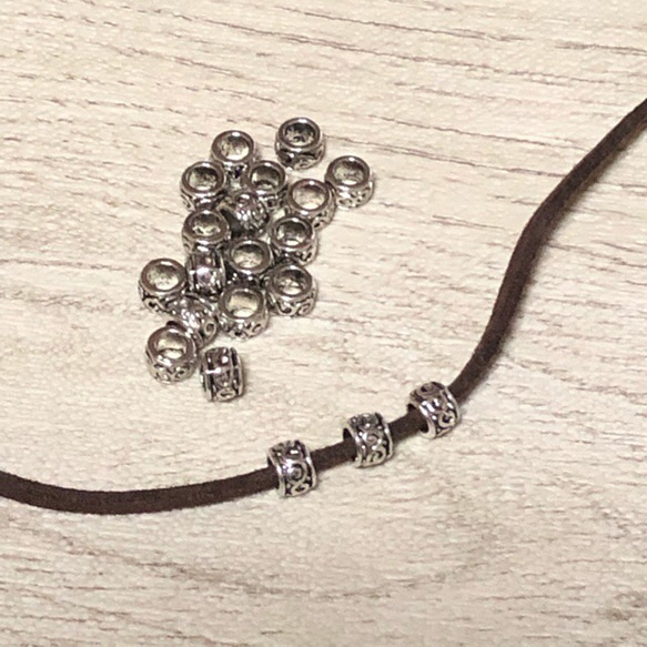 20個 3mmホール 大穴 シルバー ビーズ 7枚目の画像