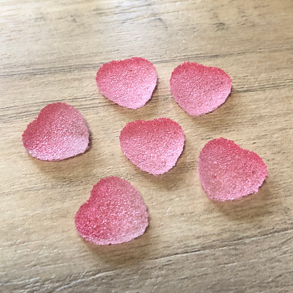 ピンク 樹脂 ハート グミ キャンディー デコパーツ 6個セット 5枚目の画像