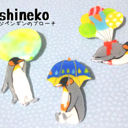 空飛びペンギンとシャボン玉ブローチ 3枚目の画像