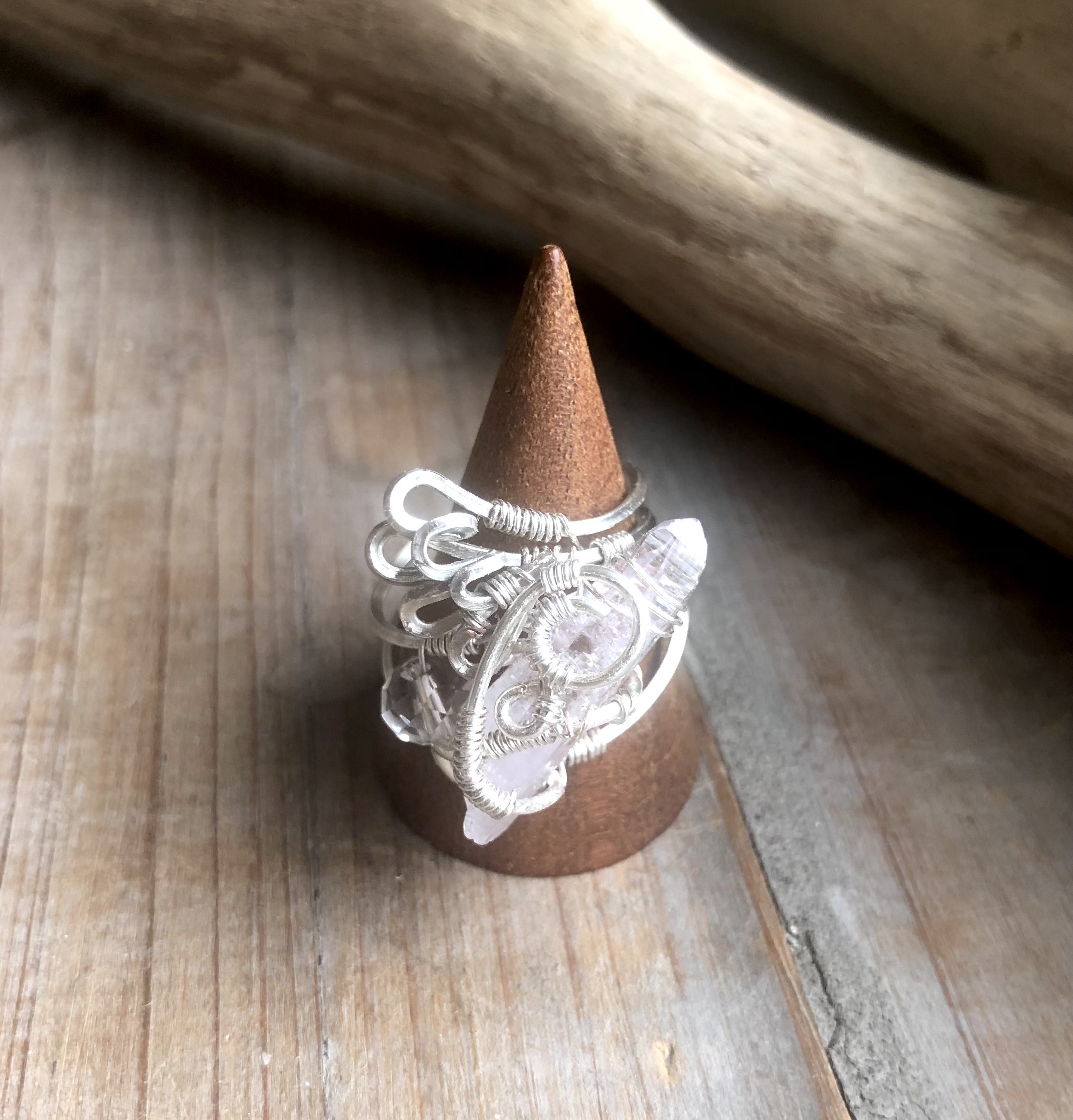 ベラクルス アメジスト センティエント プラズマ クリスタル 純銀 シルバー ワイヤー リング♪ 指輪