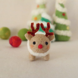 手のひらのクリスマス【短足のトナカイ】(受注制作) 羊毛フェルト