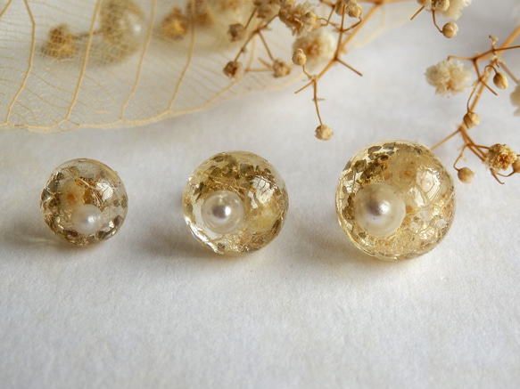 そよ風とかすみ草と葉脈のピアス〈14mm〉 p003_14 5枚目の画像