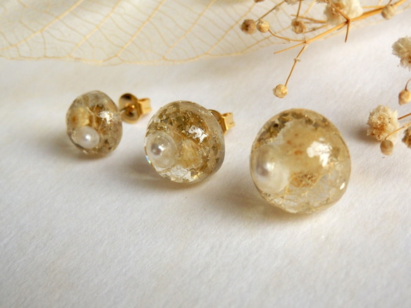 そよ風とかすみ草と葉脈のピアス〈14mm〉 p003_14 6枚目の画像