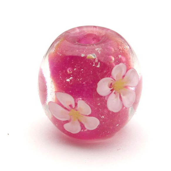 とんぼ玉　桜　ガラス　かんざし　ネックレス 3枚目の画像
