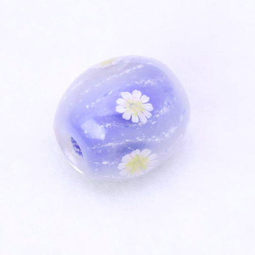 とんぼ玉 ガラス 花 乳白ブルー ペンダントトップ とんぼ玉作家・降矢