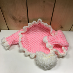 【ペットセーター】ウサギ帽付き/ピンク/袖あり/着丈18cm 3枚目の画像