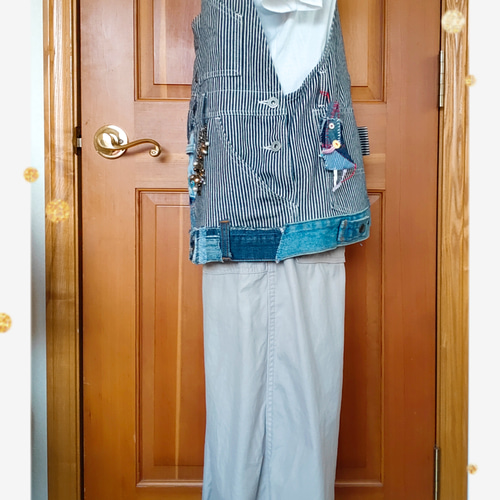 【一点物】デニムリメイクベスト　ミリタリー 90s “Wrangler” remake denim vest / 古着 ラングラー リメイク