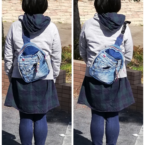 デニムリメイクボディーバッグ (おとぼけマスコット付き) ショルダー