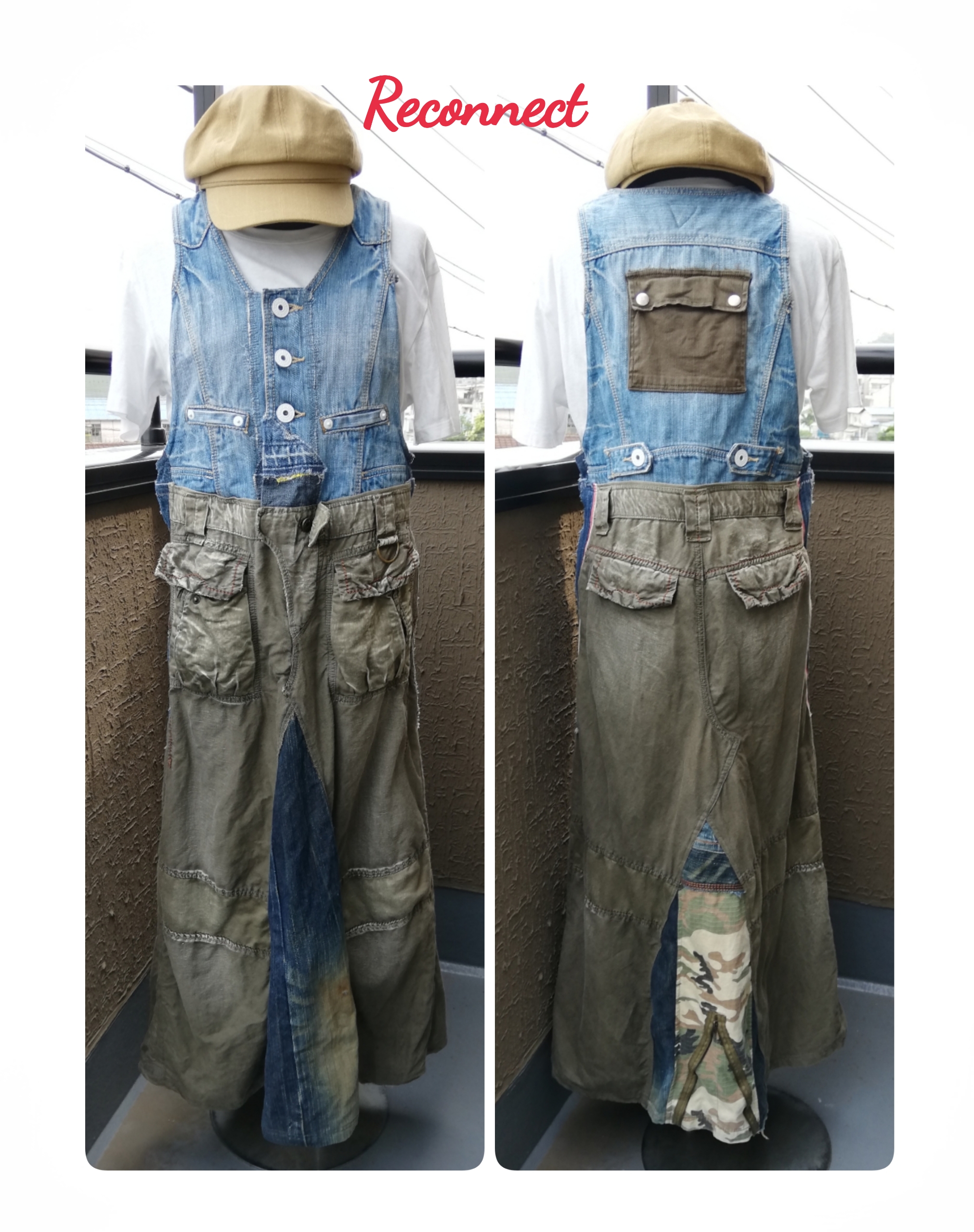 リメイクワンピース　古着　リメイク　デニムジャケット 着物リメイクワンピース×デニムジャケット！ – Ayahana 彩花