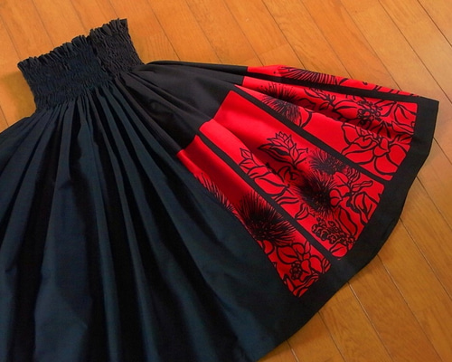 切替えパウスカート ☆74cm☆レフア☆黒☆縦切り替えパウスカート☆（商品番号：TS-47