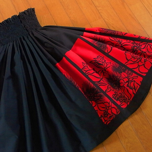 ☆74cm☆レフア☆黒☆縦切り替えパウスカート☆（商品番号