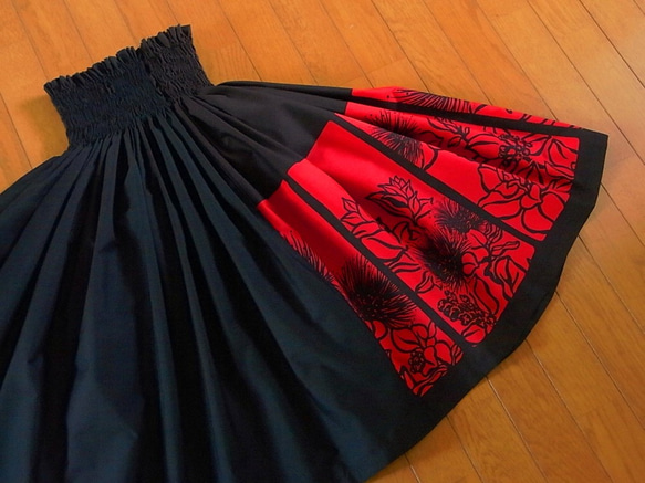 ☆74cm☆レフア☆黒☆縦切り替えパウスカート☆（商品番号