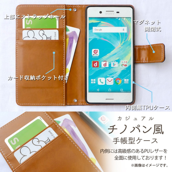 手帳型 iPhone 【 チノクロス チノパン生地 手帳 】ケース カバー スマホ スマホケース スマホカバー 3枚目の画像